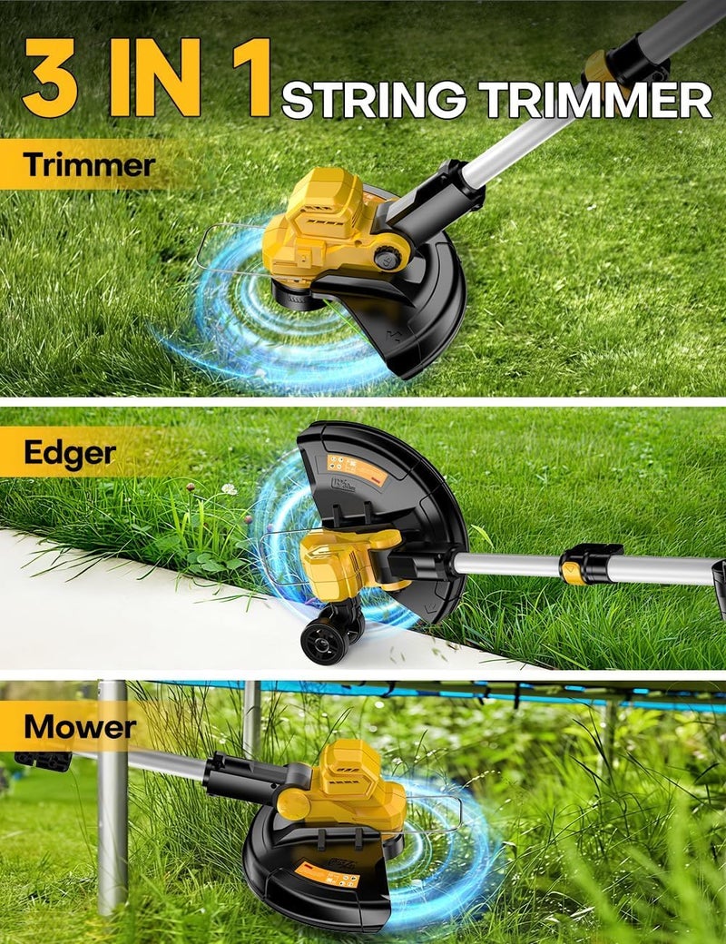 apex power Cordless Weed Wacker, for Dewalt 20V Battery, 3 in 1 Battery Powered Weed Eater & Edger & Mower with Auto Line Feed, 20000 RPM 12 Inch Brushless Grass Trimmer, 6 Line Spools String Trimmer for Lawn - Image 5
